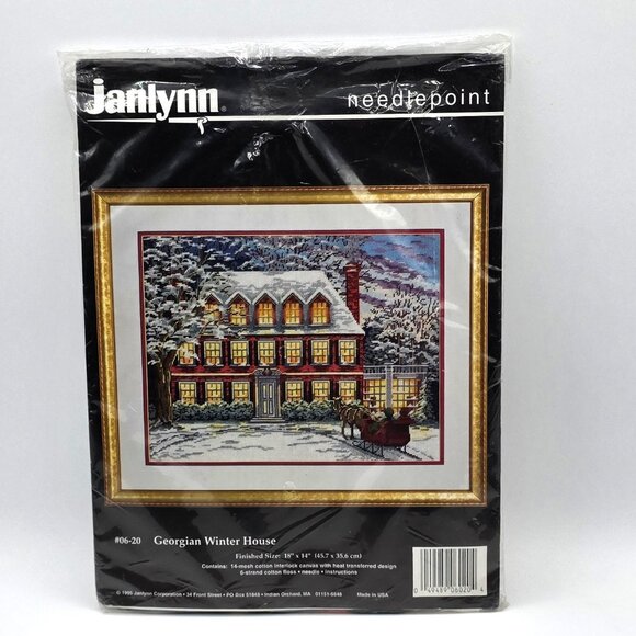 Vintage Janlynn Needlepoint Kit #06-20 Georgian Winter House Never Opened 1995 - Picture 2 of 8